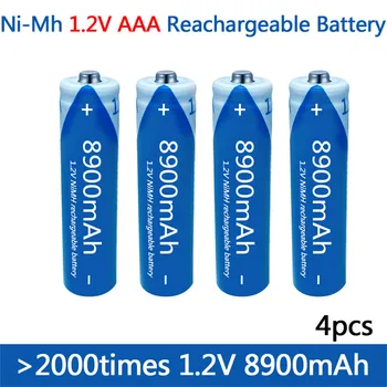 augstas kvalitātes AAA1.2V 8900mAh 100% Uzlādējamas NI-MH baterijas AAA 1,2 V 8900mAh, gaismiņa, rotaļu skatīties NI-MH akumulators+bezmaksas piegāde