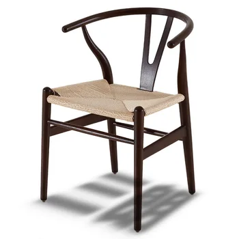 Ziemeļvalstu rotangpalmas masīvkoka pusdienu krēsls home atpakaļ izkārnījumos homestay dizaineru viesnīcas ēdamistabas krēsls modernā Y krēsls
