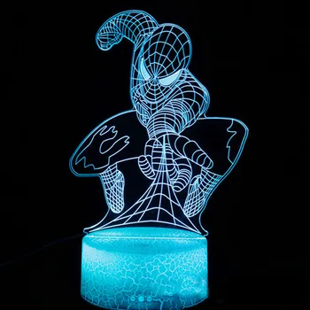 Disney Brīnums 3D Nakts Gaisma 3D Rakstzīmes Krāsains LED Lampas Nakts Gaisma Dekoratīvu Istabas Zirnekļcilvēka LED Lampas, Rotaļlietas, Dāvanas Bērniem,