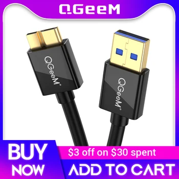 QGeeM USB 3.0 A Tipa Mikro B Kabeļu USB3.0 Data Sync Vadu Ārējo Cieto Disku, Diska HDD Samsung S5 Note3 Micro USB Kabeļa