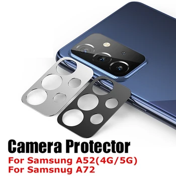 Kameras Metāla Gredzenu Case For Samsung Galaxy A52 A72 Kamera Screen Protector For Samsung A52 52 72 A72 Kameras Objektīva Vāciņu
