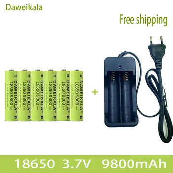 Bezmaksas piegāde 3,7 V 18650 9800mAh jaudas litija-jonu akumulators lukturīša akumulators+lādētājs