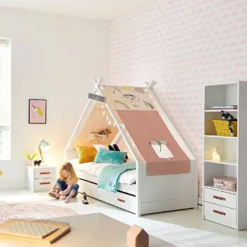 CBMmart Luksusa modernās guļamistabas mēbeles komplekts bernu gultas, bērnu divstāvu gulta uzglabāšanas ozola koka bērnu gulta