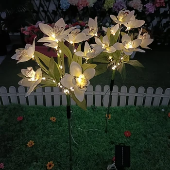 Zemes Ielikt Lampas IP65 Waterproof Dārza Ainavu Gaismas 600MAH Orhideju Ziedu Saules Gaismas ilgt Līdz Pat 10H Dārza Lieveņa Pagalmā