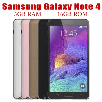 Samsung Galaxy Note 4 N910A N910F N910P LTE Viedtālrunis 5.7 collu 16MP 3GB 32GB Mobilais Izmantot Greade Tālruni