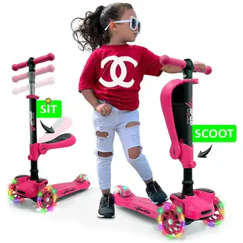 Atsisties Mukt 3-Riteņu Scooter - & Toddler Rotaļlieta Motorollers ar iebūvētu LED Gaismas Ritenis