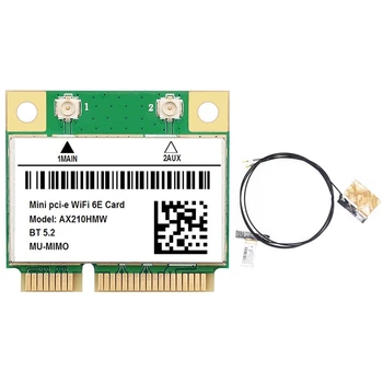 AX210 5374M WIFI 6E 5G Gigabit Bezvadu Tīkla Karte MINI PCIE 5.2 Bluetooth Tīkla Kartes Modulis Ar iebūvētu Antenu