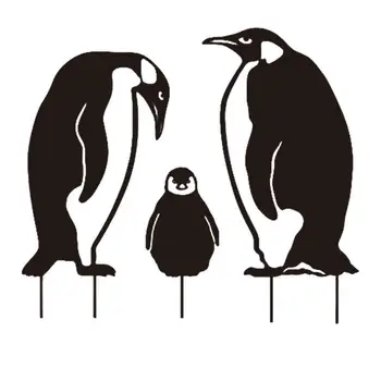 Melns Siluets Pagalmā Likmes Pingvīns Metāla Dekoratīvās Dārza Likmes Pagalmā Dekoru Mākslas Zālienu Āra Mājas Dekoru Dzīvnieku Siluetu