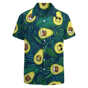 Tropos Lapas Avokado Grafiskais Krekli Vīriešu Apģērbu 3D Drukas Havaju salu Pludmales Krekls ar Īsām Piedurknēm y2k Topi Apģērbi Atloks Blūze