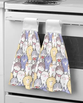 Cute Karikatūra Kaķis Roku Dvielis Bērniem, Absorbējošu Microfiber Virtuves Dvieli Galda Piederumi Tīrīšanas Dvielis Virtuves Rīki
