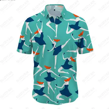 Havaju Vīriešu Krekls Vasaras Pludmales Gadījuma 3D Zaļu Ziedu Īsām Piedurknēm Top Āra Modes Zaudēt Izmēra Apģērbs Vīriešu Iela Krekls