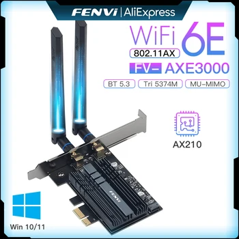 FENVI 5374Mbps WiFi 6E AX210 Bluetooth 5.3 Tri-Band 2.4 G/5.G/6Ghz Bezvadu PCIe WiFi Adapteri 802.11 AX WiFi 6 Kartes DATORU Win10/11