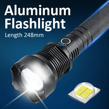 Liela Jauda, Super Spilgti 20W Xhp70 Zoom, USB Uzlādējams C Tipa Led Torch Flashlight