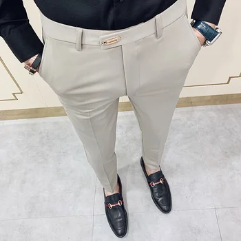 Vasaras Vīriešu Biznesa Gadījuma Bikses Melnā Stiept Legingiem Rudens Ziemas Garās Bikses Slim Stila korejiešu Versija Uzvalks