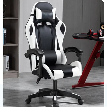 Lētākais biroja spēlētājs sacīkšu spēļu krēsls ar papildus kāju balsts un masāža, RGB gaismas lentes un Bluetooth funkcija