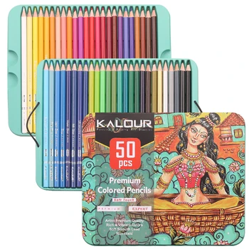 KALOUR 50gab Premium Pastelis Krāsas Zīmuļi Zīmēšanas Ieskicējot Krāsošana, Tonēšana,mākslinieku Piederumi Pieaugušajiem, Bērniem, Artis Krāsas Pildspalvu