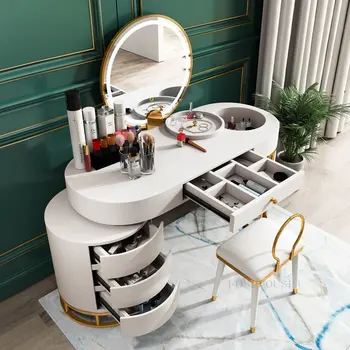Eiropas Noliktavās Kumodes Minimālisma Modernās Guļamistabas Mēbeles, Mājas Mini Bay Logu Guļamistaba Kumode LED Spogulis Mērci Galdi
