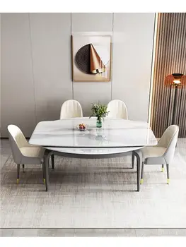 Bagāžnieka akmens plātne pusdienu galda mainīgo apaļā galda marmora mājās mazs dzīvoklis locīšanas pusdienu galda
