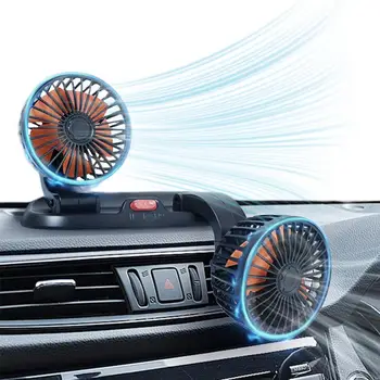 Ventilators Auto USB Dual Head Ventilators Ar regulējamu Spēcīgs, Kluss Transportlīdzekļa Ventilators Auto Kravas automašīnu Van SUV RV Laivu
