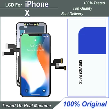 Oriģinālais LCD displejs Priekš iPhone X LCD Ekrāna Pieskarieties Digitizer Montāža iPhone X A1865 A1902 A1901 LCD Ar lielisku 3D Touch Displejs
