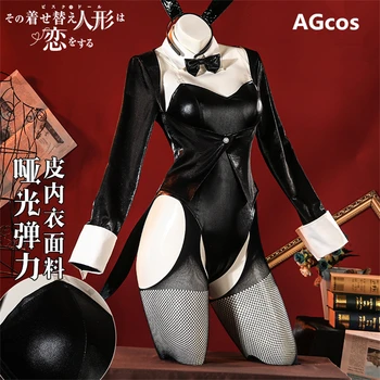 AGCOS Anime Cosplay Mana Kleita-Up Mīļais Kitagawa Marin Bunny Girl Cosplay Kostīmu Sieviete Melnā Sexy Kostīmi Jumpsuits