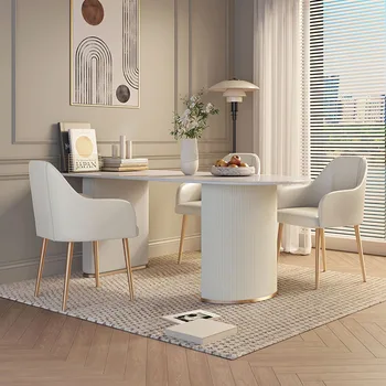 Virtuves Ziemeļvalstu Ēdamistabas Krēsli Mūsdienu Luksusa Slinks Mākslīgās Ādas Ēdamistabas Krēsli Balts Moderns Chaises Salle Silītē Mājas Mēbeles