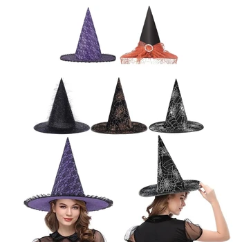 Pieaugušo Pusaudžiem Halloween Raganu Cepures Maskēties Auduma Wizard Hat Cosplay Tērpu Halloween Puse Smieklīgi Kleita Dekori