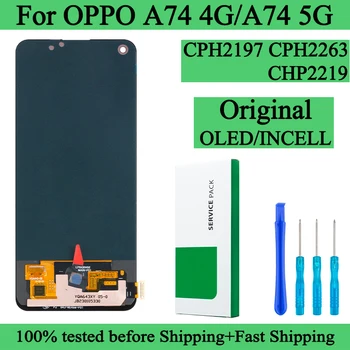 CHP2219 CPH2197 CPH2263 100% Oriģināls Lcd OPPO A74 4G Displeja skārienekrāns Digitizer Paneļu Montāža A74 5G LCD Ekrāns