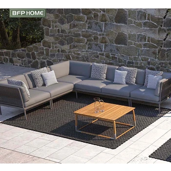 Mājas Dārzā Dīvāni Ar Alumīnija Rāmi, Eiropas Style Rattan Dīvānu Komplekts Āra Mēbeles