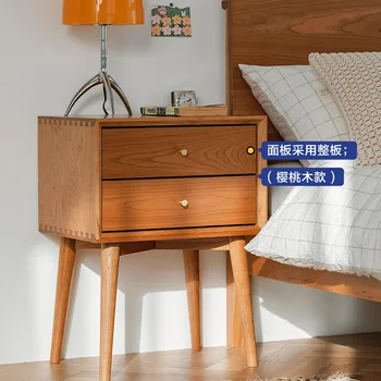 Pilna masīvkoka Japāņu minimālisma ķiršu koka guļamistabas gultas kabinets