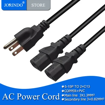 JORINDO 1M Nema 5-15P 2×IEC320 C13(ETL sertificēta)Y-filiāle, AC strāvas vads,Amerikāņu 3-pin spraudni dual C13 strāvas pagarinātāja kabelis