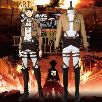 COSMART Anime Uzbrukumu Titan Armin Arlert Mācību Korpusa Spēle Uzvalks Vienādu Cosplay Kostīmu Lomu spēles Apģērbs Custom-made Vīriešiem