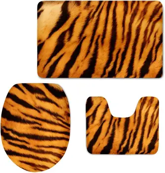 Moderns Tiger Svītrainu 3 Gabals, Absorbējošu Vannas Paklāju Komplekts Tualetes Podu Vāku Vannas Paklājiņš Vāks Vāciņš
