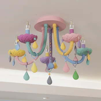 Radošas un Vienkārši Macaron Griestu Gaismas Guļamistaba LED Acu Aizsardzība Silts Princese Istabas Krāsu Lustra Ziemeļvalstu Bērnu Dekori