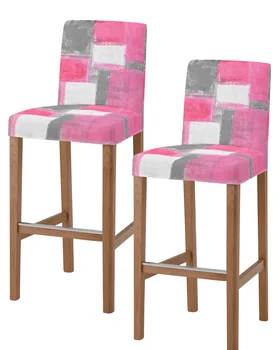 Eļļas Glezna Abstrakts Tekstūra Rozā Augstu Muguras 2gab Krēslu Pārvalki Virtuves Elastīgs Bāra Krēsls Slipcover Ēdamistaba Sēdekļa Gadījumos