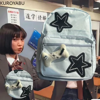 Mugursoma Sievietēm Jaunu Lielu Jaudu Schoolbags Studentiem Japāņu Gadījuma Y2k Somas Harajuku Galvaskausa Star Pusaudzis Mochila 49A143
