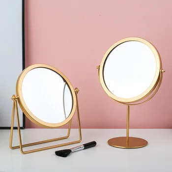 Aplauzums Spogulis Gaismas luksusa retro Eiropas metāla zelta mājās rakstāmgalda virsmā laukumā apaļš spogulis spogulis kopmītnē aplauzums spogulis