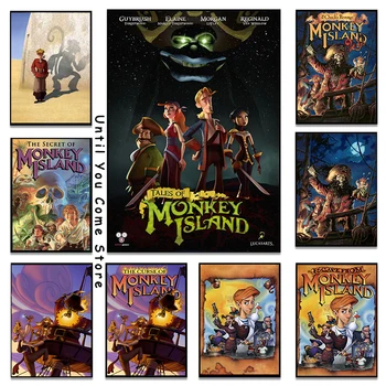 Tales of Monkey Island Karstā Pop Video, Spēles Plakāti Mūsdienu Monkey Island Audekls Drukāt Quote Sienas Mākslas Ainu Mājas Istabas Interjeru