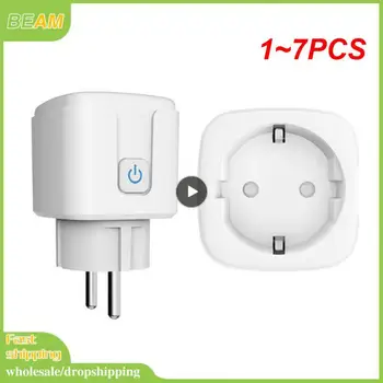 1~7PCS WiFi Smart Plug Socket ES 16A/20A Ar Enerģijas Monitoru Laika Funkcija Tuya Smart Dzīves APP Kontroles Darbus Ar Alexa, Google