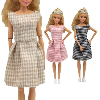 Retro 60s Modes Režģu Kleita Barbie Blyth 1/6 30cm MH CD FR SD Kurhn BJD Lelles Apģērbu Aksesuāri