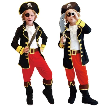 Pirātu Kostīms Bērniem Karību jūras Pirāti Jack Sparrow Cosplay Bērnu Zēnu Drēbes Prop Tērps Karnevāla Puse Tērpus, lai Mazulis