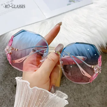 Saules Brilles Sievietēm Bezrāmju Diamond Cut Malas UV Izturīgs Moderns un Elegants Brilles