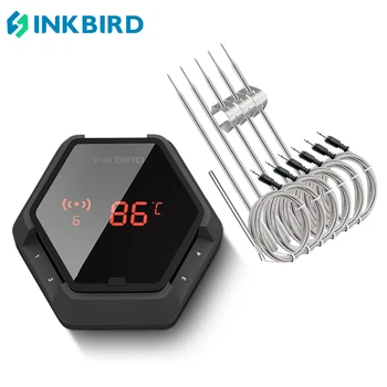 INKBIRD BBQ Termometrs 150ft Bluetooth IBT-6XS ar 6 Zondes Magnēts 1000mAh Li-Akumulators & USB Uzlāde, Taimeris, Modinātājs