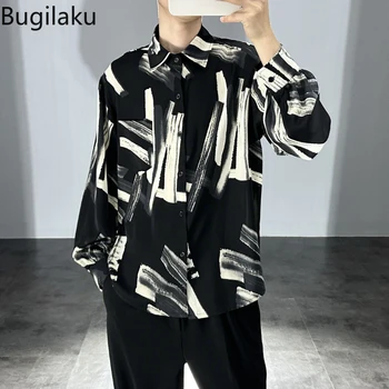 Bugilaku Pavasara/vasaras krekls, vīriešu dizaina stilu, kroku un skaists, brīvs montāžas tendence
