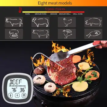 Smart Temp Bezvadu Touchscreen Virtuves Termometrs ar Taimeri Piena Pulveris BBQ Grils un Cepšanas Temperatūras Uzraudzīt Pārtikas