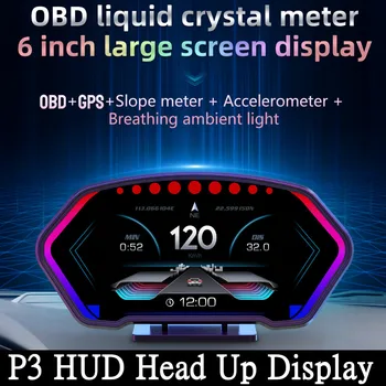 HD P3 Head-up Displejs OBD+GPS Dual Sistēmas Auto HUD Ar 36 Funkcija GPS Spidometrs Akselerometru Slīpums Mērītājs, Kompass Ātruma Signāls