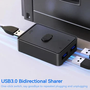USB Slēdzis 5Gbps KVM USB CENTRMEZGLU, 2 in 1 Out USB 2.0/USB 3.0 Pārslēdzēja Sviras KVM Slēdzis Printeri Klaviatūras Peles Kopīgošanas