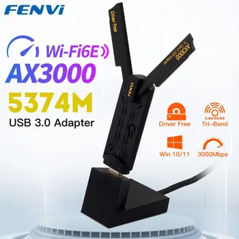 FENVI WiFi 6E AX3000 USB 3.0, WiFi Adapteri 3000Mbps Tri-Band 2.4 G/5.G/6GHz Bezvadu Tīkla Karti WiFi6 Dongle Vadītāja Bezmaksas Win10/11