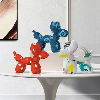 DIY Balonu Suns Mikro Celtniecības Bloki, Krāsains Mākslas Asambleja 3D Modeli Mini Ķieģeļu Attēls Rotaļlietas Birojam Dekors Bērniem, Dāvanu Papīrs Nr.