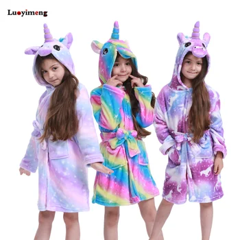Toddler Meitenes Sleepwear Unicorn Bērniem, Naktskrekli Bērniem Ziemas Drēbes, Peldmētelis Flaneļa Zīdaiņu Meitenēm Kapuci Karikatūra Dzīvnieku Dvieli